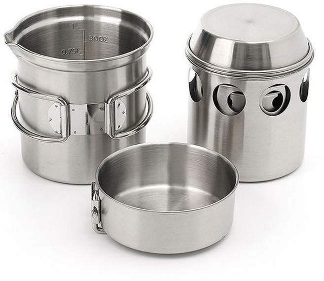 All in One Set 304스텐 Mini Wood Stove코펠 1-2인용, 상세 설명 참조