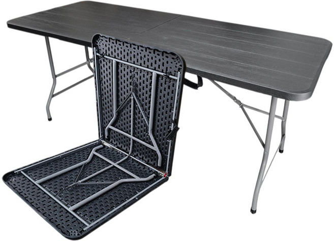 手提式戶外露營摺疊桌 餐桌會議桌, 黑木紋70cm