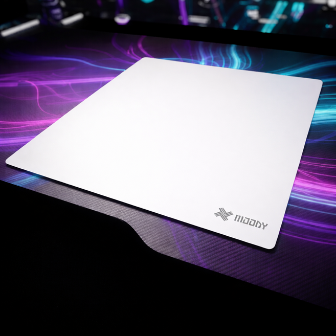 Moody 무디 게이밍 강화유리 마우스패드 슬라이딩 대형 450x400, 1개, 화이트