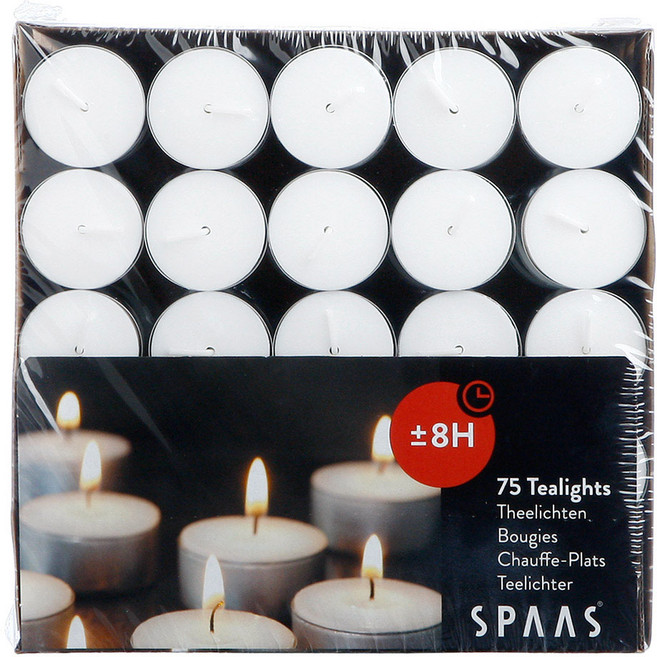 티라이트 양초 무향 75개 종이팩 SPAAS 8시간연소, 24g