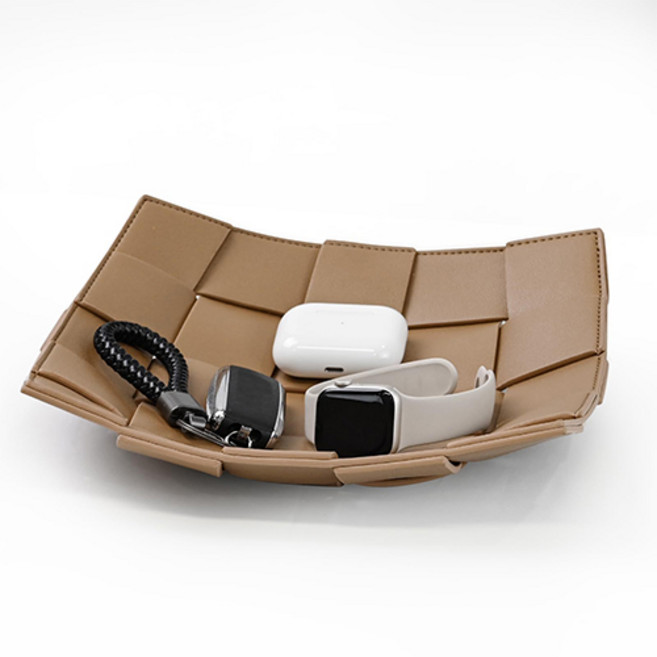 가죽 트레이 수납정리 리모컨 악세사리 차키 소품 수납 정리 안경 인테리어 레더 플레이트 P138, 딥브라운