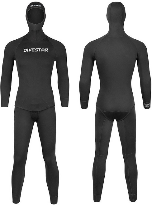 DIVESTAR 兩件式防寒衣 3mm自潛潛水服, 黑色-opencell
