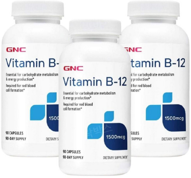 GNC 지앤씨 비타민 B12 1500mcg 90캡슐 3개 시아노코발라민