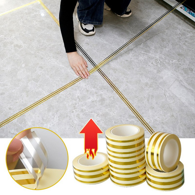 골드띠벽지 줄눈 리폼테이프 바닥 미봉 스티커 장식 거실 배경 벽 캐비닛 면 자체 스티커 선, 금색, 4개