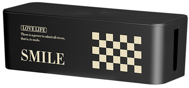 HK.sell 스마일 콘센트 정리함 사이즈 대 40.5X16X13cm, 블랙, 1개