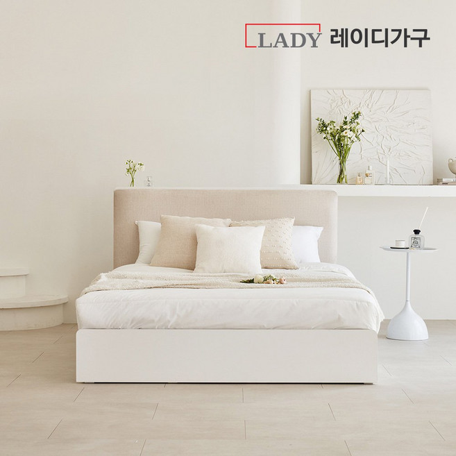 레이디가구 스테이블 호텔 수납 침대 Q (필로우탑 50T 포함), 내추럴