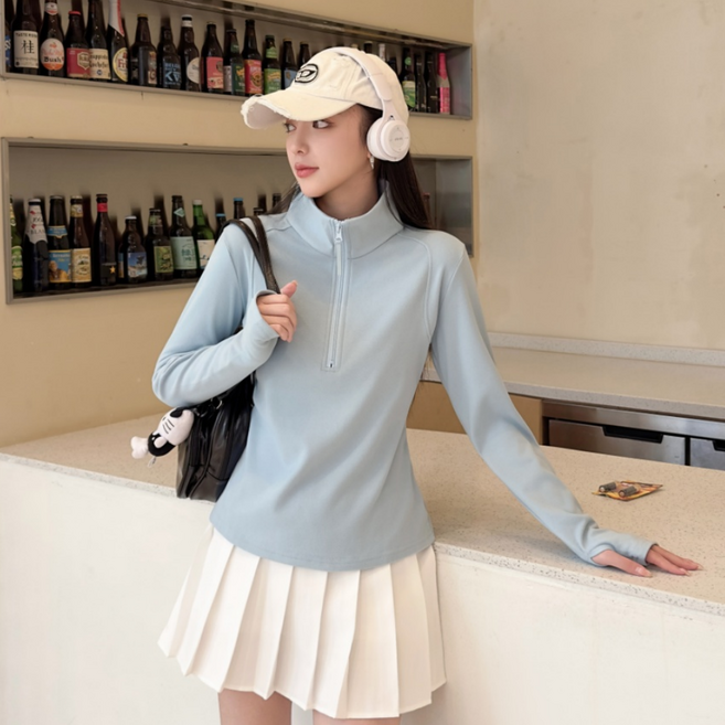 무니유유 도툼 소프트 데일리 슬림 스판 긴팔 피치기모 집업 티셔츠