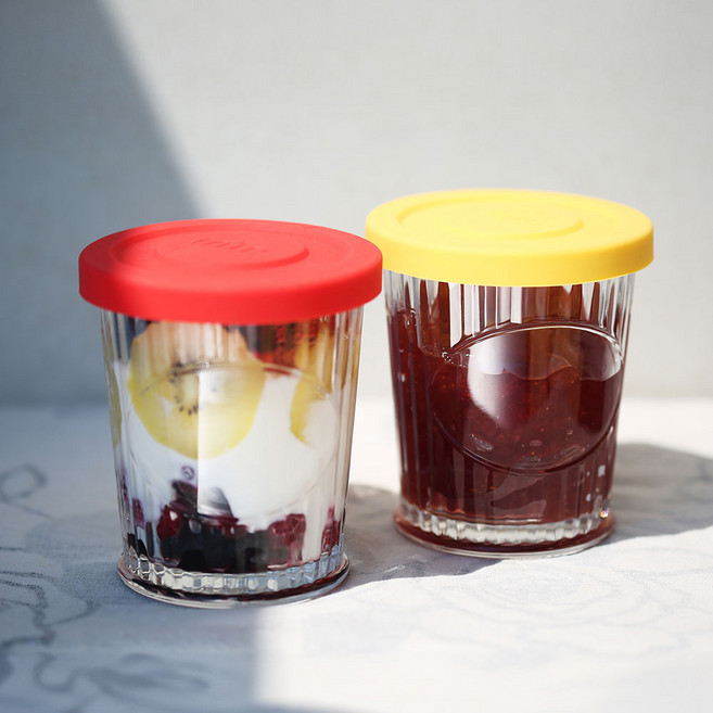 헥사 텀블자 350ml 실리콘 리드 유리 밀폐 컵 용기, 03. 헥사 텀블자 350ml_스카이, 1개