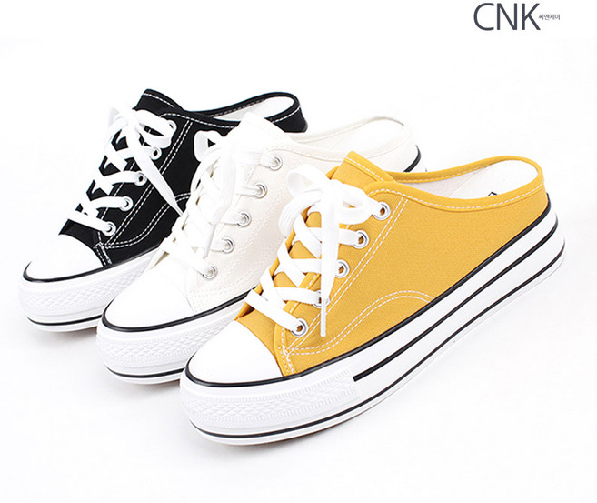 CK17521 여자 캔버스 키높이 통굽 뮬운동화 스니커즈 블로퍼 5cm