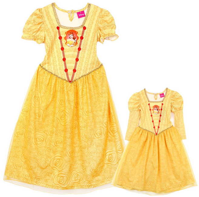 디즈니 공주 원피스 드레스 아동 여아 유아 잠옷 세트 파자마 파티 실내복 벨공주신형 반팔/7부