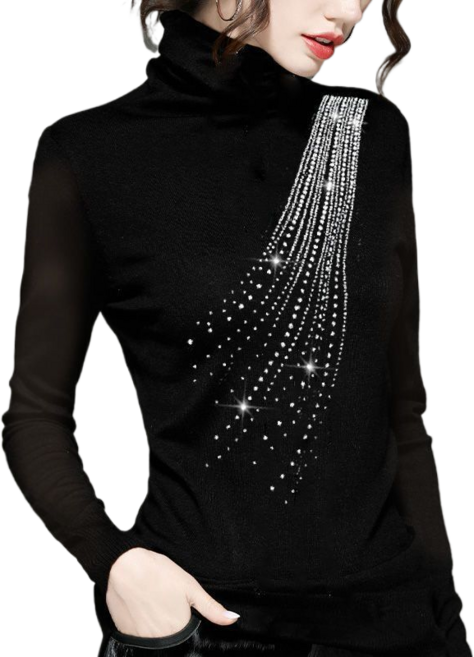 여성용 시폰 티셔츠 심플 폴라 망사 핫피스 이너 티셔츠 뉴타임즈 N381Y467