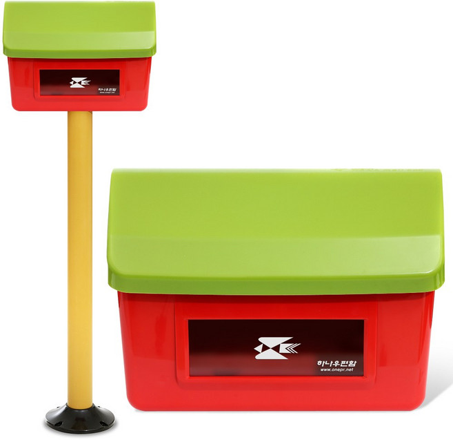 빗물보호 우편함 (동영상)예쁜우편함 주택.상가.김포공장 우체통 하나우편함 10가지색상 벽걸이우체통 우편함제작 스탠드우편함 하나우체통 빨강우체통 원피알, 13(몸빨/뚜껑초)
