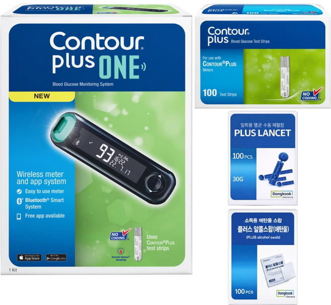 컨투어플러스원 블루투스 혈당측정세트, 100매, 1세트