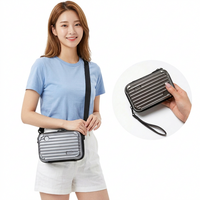 [두가지로 활용가능] 컬러인베리 하드 캐리어 파우치 크로스백