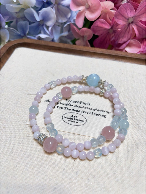 FrenchParis 紫鋰輝雙圈手鍊 能量晶石 舒緩心緒 時尚搭配, 1個, 紫