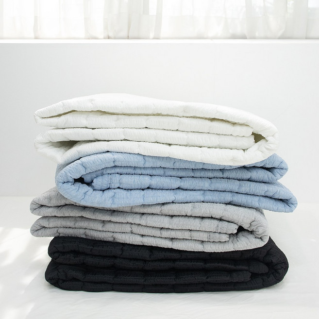 이즈베딩 아이리스 선염 시어서커 미끄럼방지 도톰한 국내생산 여름패드 여름 침대패드, 소다블루