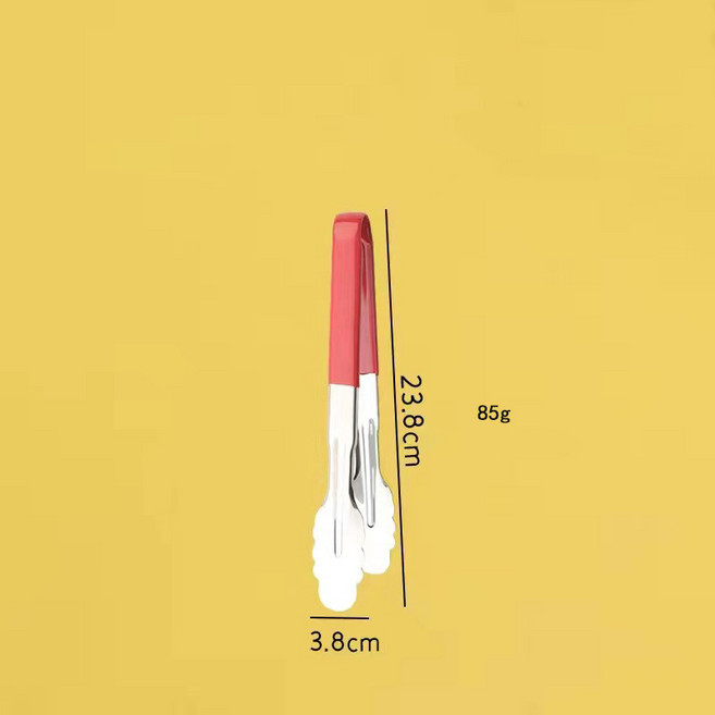 不鏽鋼食品夾 紅膠三線梅花夾 廚房燒烤夾子, 201 9寸 梅花夾, 1個