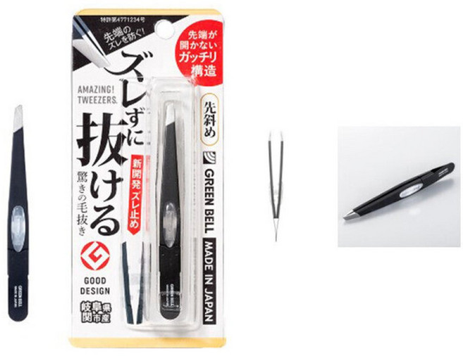 일본 그린벨 GT-233 어긋나지 않고 빠지는 놀라운 족집게 사선형(블랙) 당일4시발송마감, 1개, 블랙