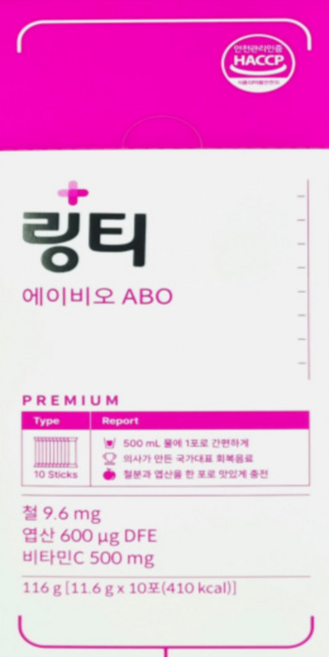 링티 에이비오 abo 11.6g x 10포 (3개이상 구매시 전용보틀 증정), 10회분, 1박스