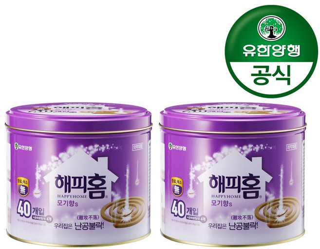 해피홈 모기향 40p, 100g, 2개