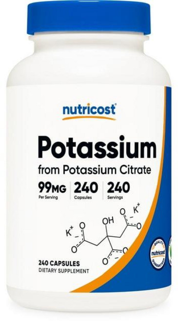 미국 뉴트리코스트 Nutricost Potassium Citrate 칼륨 시트레이트 99mg 캡슐, 1개, 240정