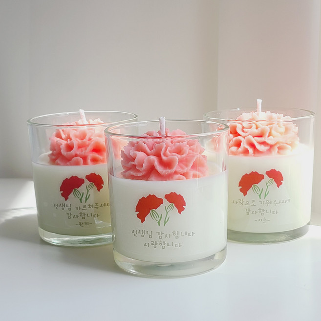 카네이션캔들 스승의날 어버이날 가정의달 캔들 감사 선물, 레드, 5온즈 불투명, 블랙체리, 1개