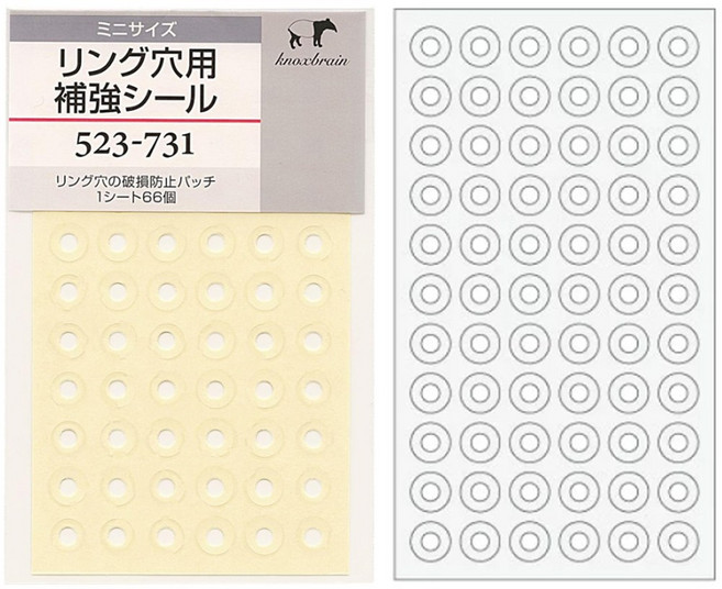 녹스 다이어리 속지 구멍 보강 스티커 리필 악세사리, 2개, 66개입