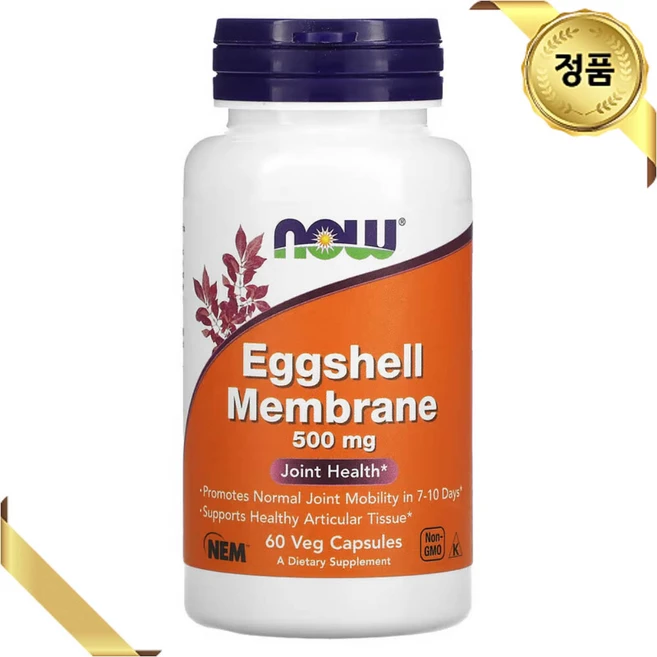 나우푸드 달걀 껍질막 500mg 60 캡슐 식물성 콜라겐 히알루론산 비건 글루코사민, 1개, 60정 - 쿠팡
