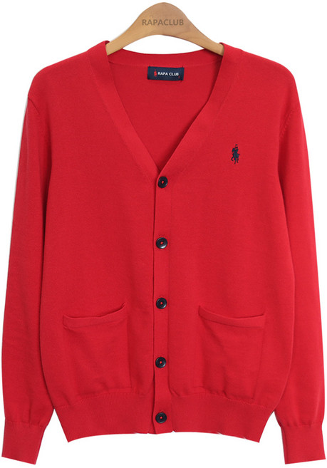 라파클럽 남녀공용 니트 가디건 면 100% 긴팔 스웨터