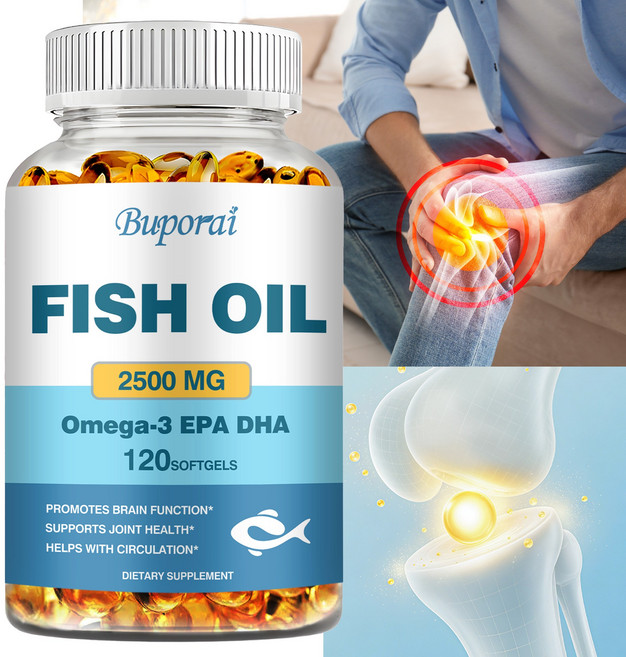 Buporai 魚油軟膠囊 - 2500毫克 Omega-3 EPA DHA 促進腦部功能、支持關節健康、輔助循環, 120組