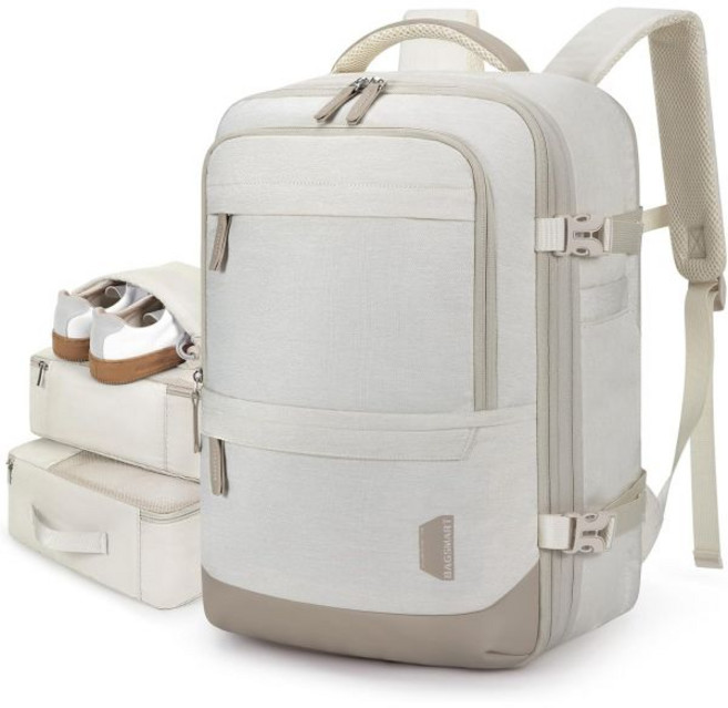 백스마트 압축 여행 배낭 40리터 확장 가능 기내 가방과 포장 큐브 방수 위켄더 17인치 노트북 수용 대형 오버나이트 수하물 데이팩 신발 주머니 포함 카키