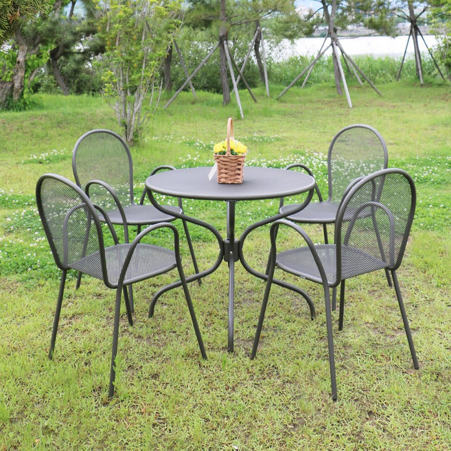 오슬로 테이블 850원형 + 오슬로 의자 2인 4인 세트, 오슬로테이블850원형 1개+오슬로체어 4개 그레이