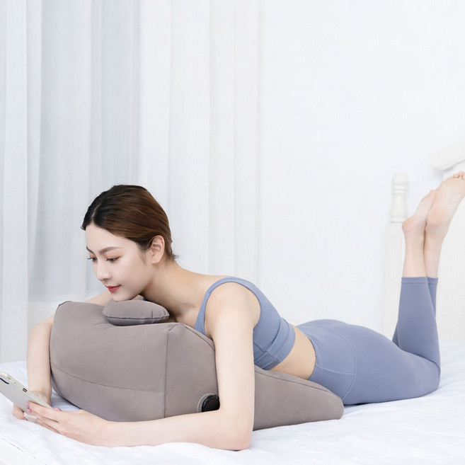 수면 에어 무릎 다리 베개 발 거치대 발받침대 삼각 쿠션, 그레이