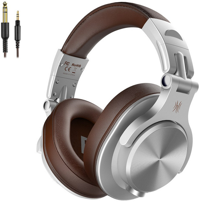 OneOdio A71 모니터링 DJ 헤드폰 전자피아노 헤드폰 고음질 극강 편안함 접이식 깔끔한 베이스 소음차단 헤드폰, 실버