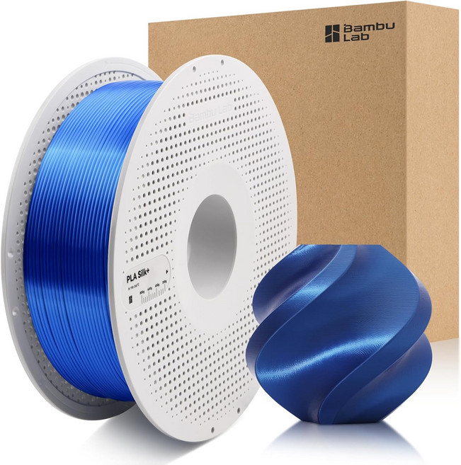 대나무 175mm PLA 실크 플라스틱 필라멘트 광택이 크롬처럼 반짝이고 실크처럼 부드러우며 고속 간편 인쇄 친환경 RFID 포함 Bambu Lab A1 A1MINI X1 P1, 블루 13604