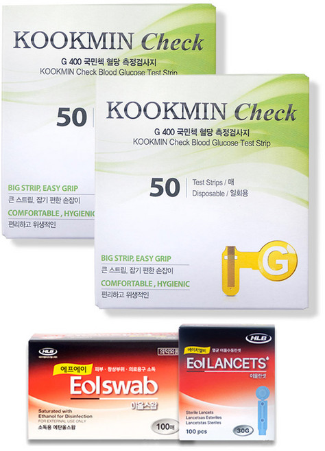 녹십자 국민첵 혈당시험지 100매(26년12월)+채혈침100개+알콜솜100매(건강하나 고객감사), 1개, 1세트