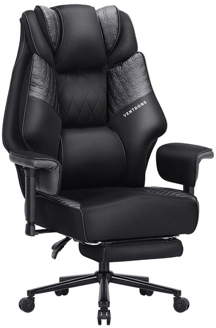 벤트론스 침대형 리클라이너 사무용 컴퓨터 게이밍 메쉬 의자, 그레이