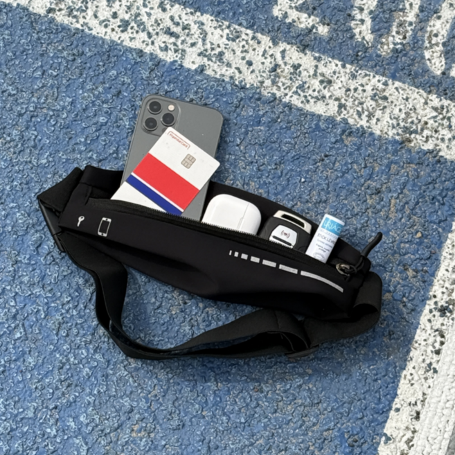 휴이즈 러닝벨트 휴대폰 밴드 가방, 슈퍼 블랙(검정색), 1개