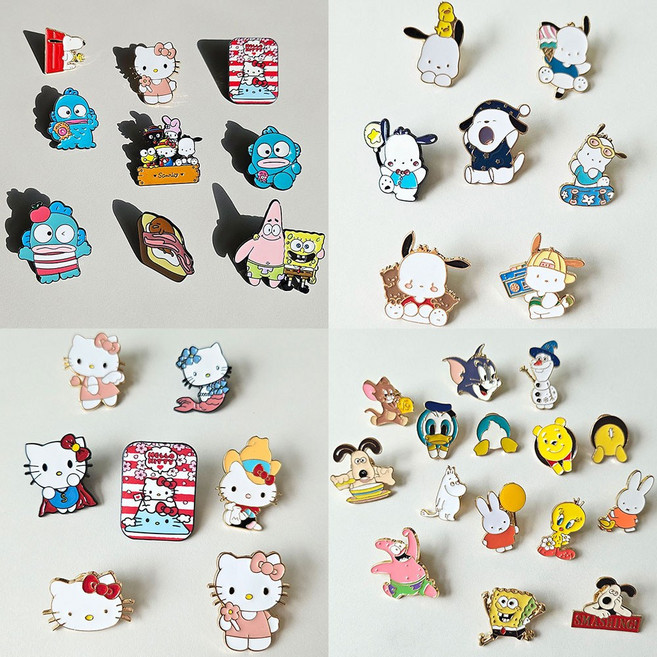 (4+1)귀여운 산리오 한교동 트위티 미피 스누피 고양이 캐릭터 금속 가방 배지 뱃지 배찌 벳지 뺏지 뱃찌 배찌 빼찌 브로치