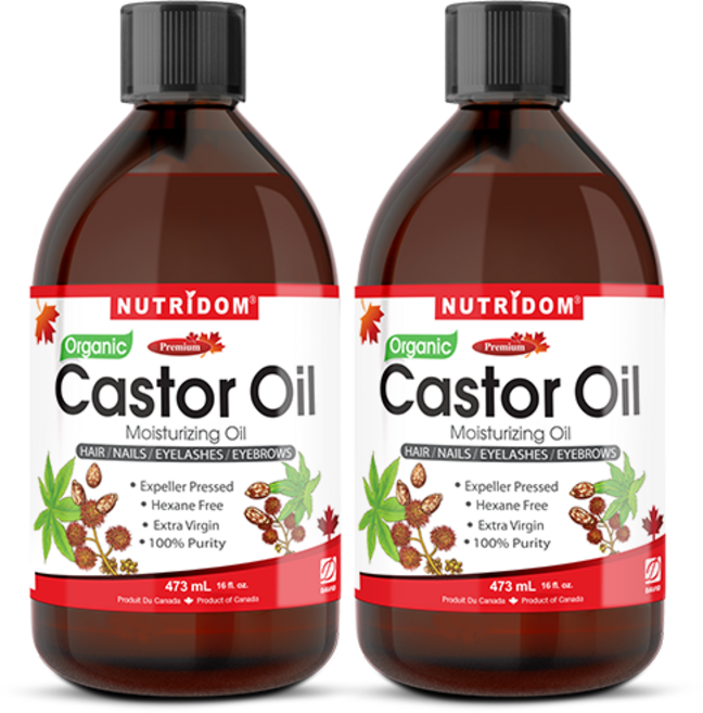 뉴트리돔 캐나다 100% 유기농 캐스터 오일 Organic Castor Oil 피마자오일 피마자유 속눈썹 눈썹 모발 및 피부용 473ml, 2개
