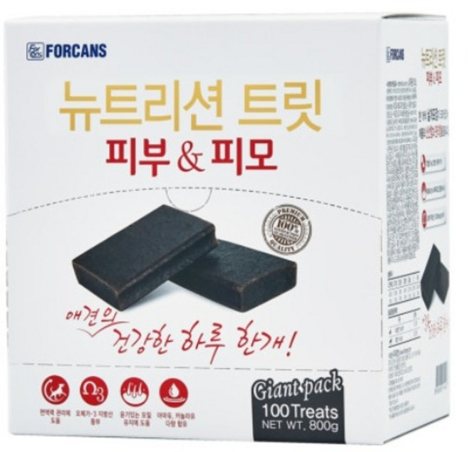 [포겐스] 뉴트리션트릿 자이언트팩 피부&피모 800g 100P 포켄스 강아지 영양제, 피부/피모, 1개
