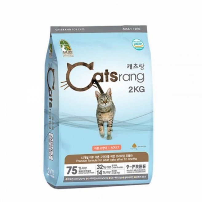 캐츠랑 어덜트 고양이사료 생후 12개월이후 성묘 고양이사료 2kg 4kg 8kg, 닭, 1개