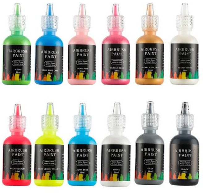 스텐실잉크 12 색 살롱 에어 브러쉬 네일 아트 잉크 세트 매니큐어 안료 페인팅 스텐실, [02] 스텐실잉크 29ml per bottle, 1개