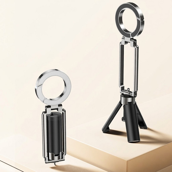 콜콜러브 맥세이프 스마트폰 삼각대 3WAY 휴대용 미니 휴대폰 거치대 등산 여행 촬영용, 1개, 블랙