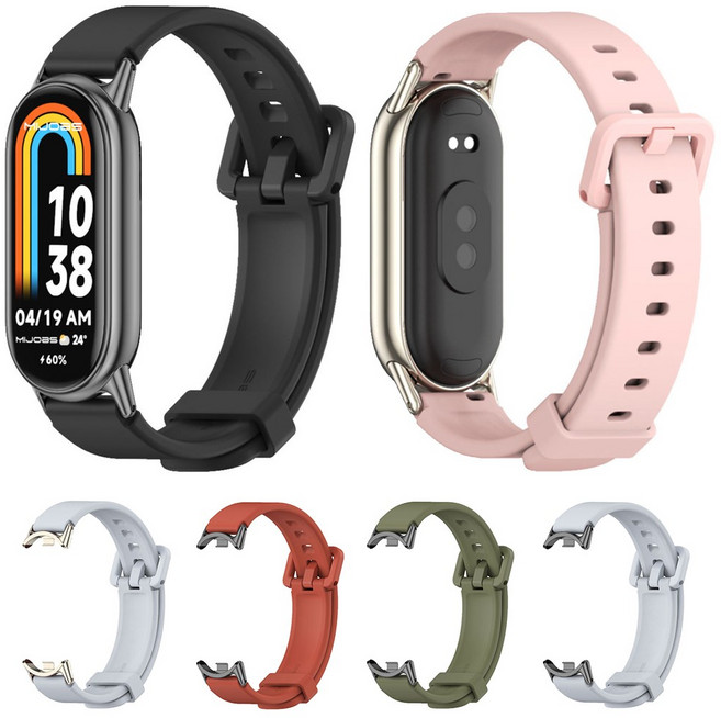 브롬핏 미밴드9/8 컬러 스트랩 끈적임 없는 TPU 밴드, 스포츠스트랩, 블랙-오렌지