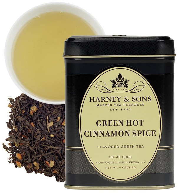 Harney and Sons 그린 핫 시나몬 - 루즈 리프 118.3ml(4온스), Cinnamon, 4 Ounce (Pack of 1)
