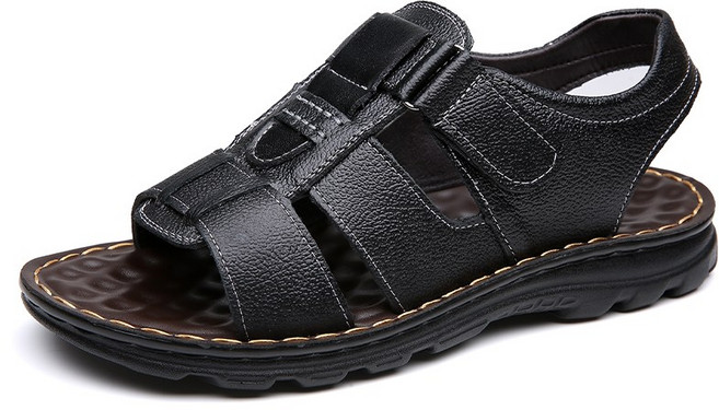 YANGTA 남성 천연 소가죽 샌들 진짜 가죽 여름 신발 미끄럼 방지 비치 샌들 드라이빙 슬리퍼