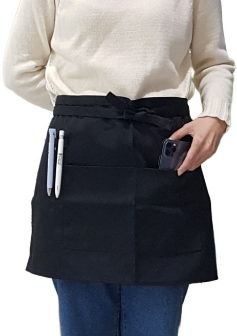 마켓피아 베이직 홀서빙 짧은 허리 앞치마, 2개, 블랙