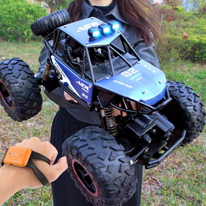 몬스터트럭 입문용 대형 빠른 SUV RC카 오프로드 4륜구동 18 무선조종 자동차 선물, Deluxe Four Electric Power  4, 블루 31cm 4 륜구동 클라이밍 카  핸들 + 제스처