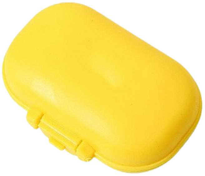 스윗브릿지 휴대용 4칸 알약 케이스 약통, 옐로우, 1개